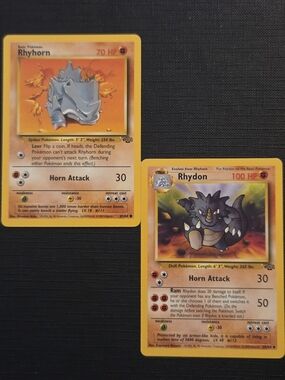 Pokemon Jungle Set 1999: RHYHORN #61 + RHYDON #45 Trading Cards (Set of 2)
